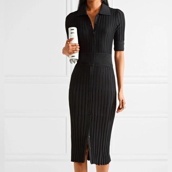 Altuzarra Dresses & Skirts - ALTUZARRA Olivia Ribbed Stretch-Knit Dress, Shirtdress, Knit Polo, Black, Size S